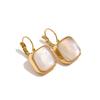 Yhpup Delicate Colorful Vintage Charm Square Opal Stone French Hook Earrings Stainless Steel 18k Gold Plated Waterproof Jewelry