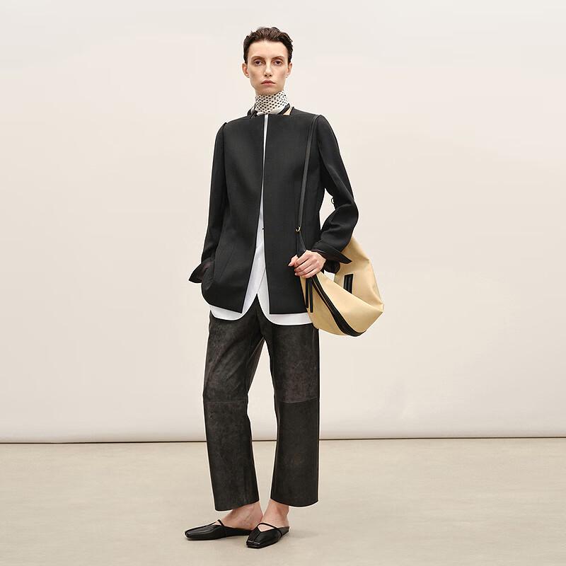 2026 Spring Collection Collarless Straight Fit Long Blazer