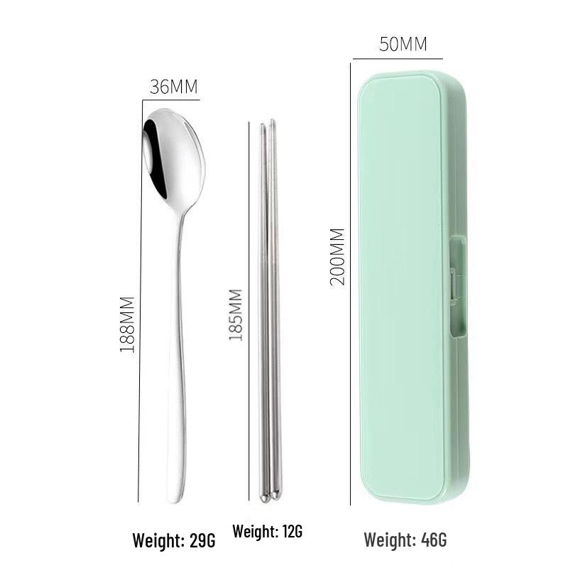 Portable Stainless Steel Cutlery Set: Fork, Spoon & Chopsticks - Ideal for Students & Outdoor Use