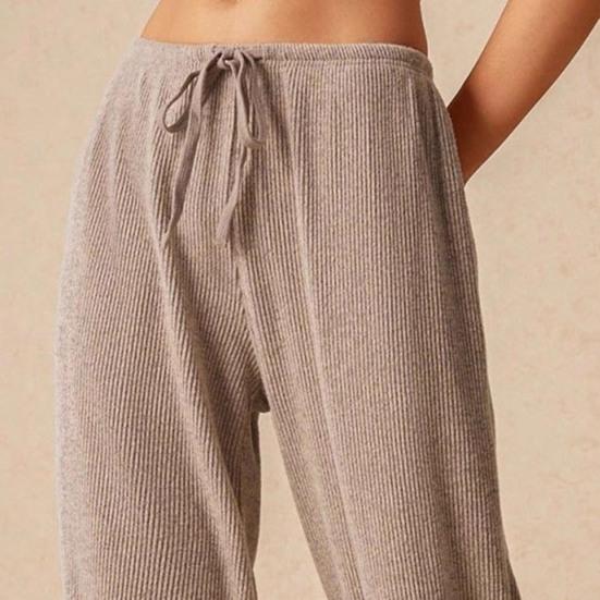 Women Pants Casual Wide Leg Trousers Elastic Waist Adjustable Drawstring Solid Color Loose Fit Trousers Work Travel Daily Wear