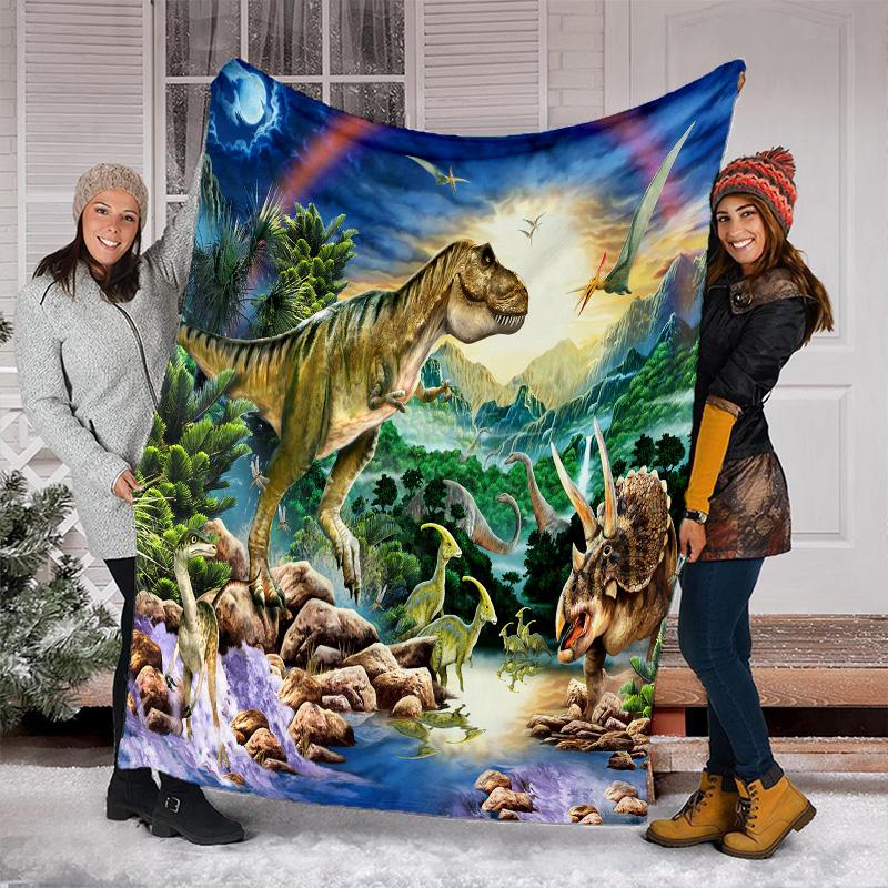 Dinosaur Adventure Blanket Perfect All Seasons Soft Comfortable Sofa Office Nap Travel Birthday Gift Christmas Present