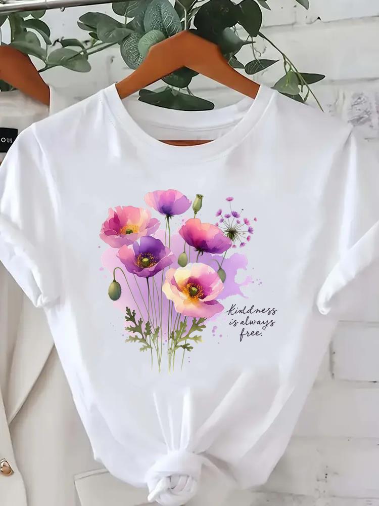 (Asian Size) 90s watercolor butterfly Printed Clothing Female Top Fashion Graphic Short Sleeve T-shirts Casual T Shirt  Lady Women Tee