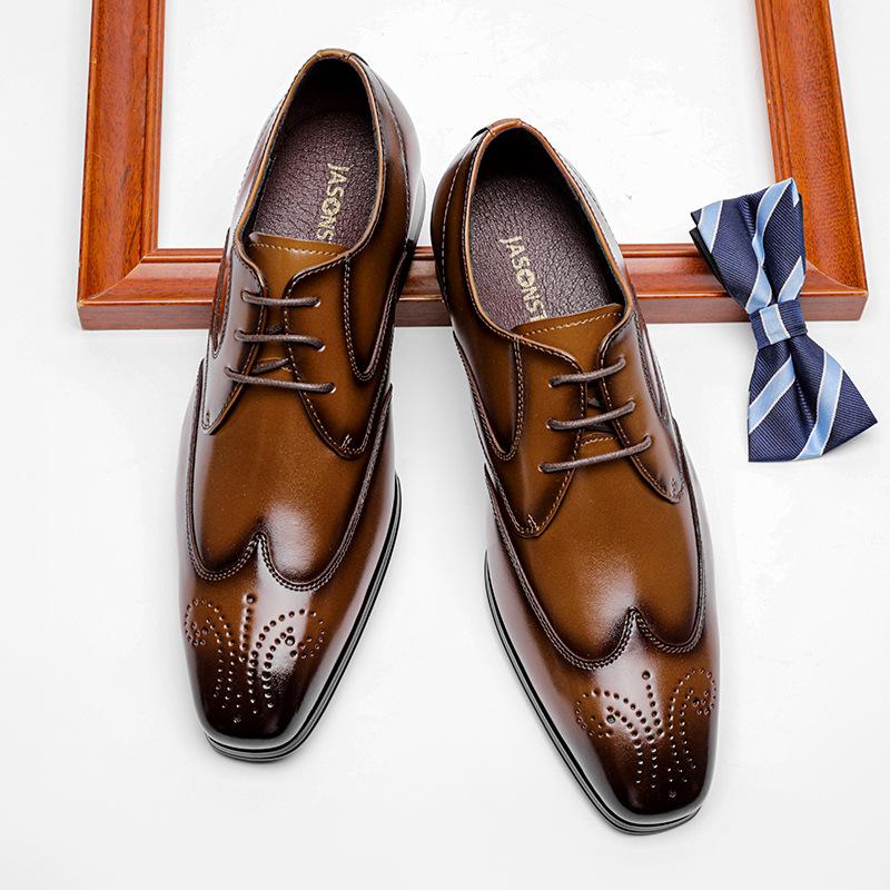 Men's Casual Leather Shoes Men's Genuine Leather Brock Men's Shoes Business Shoes Formal Men's Leather Shoes Groom Wedding Shoes Comfortable