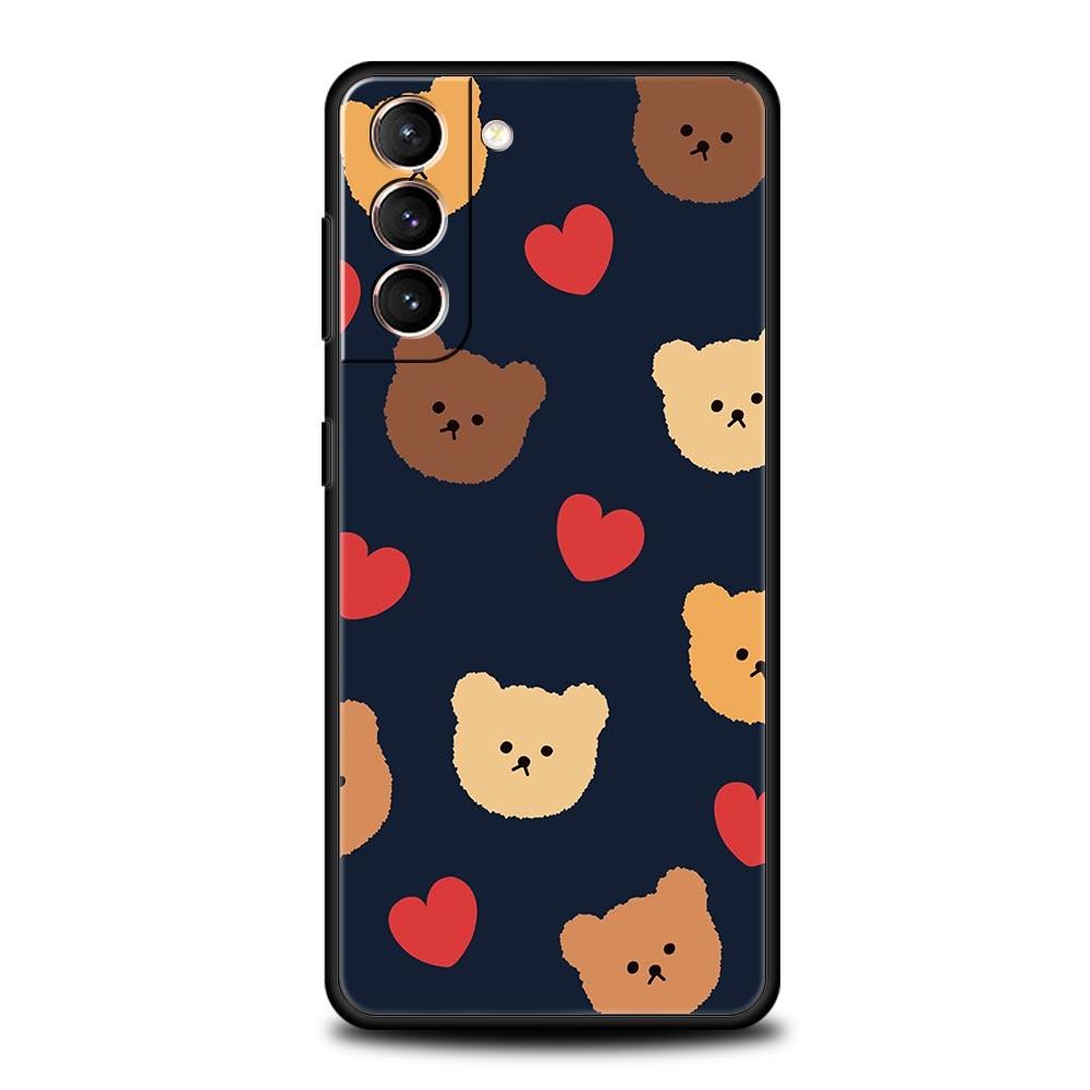 Phone Case For Samsung Galaxy S24 S23 S22 Ultra S20 S21 FE 5G S10 S9 Plus S10E S8 S7 Edge Soft Silicone Cover Cute BEAR