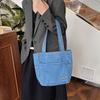 Stylish Street Fashion Denim Tote Bag For Young Women And Students In Light Blue