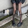 Women Japanese Ballet Sheer Mesh Pantyhose Stockings Crisscross Pattern Cute Ribbon Bowknot Fishnet Tights Leggings