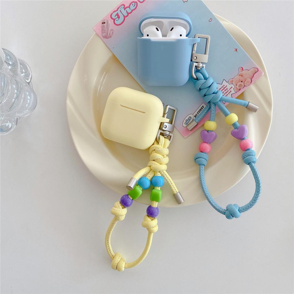 Beaded Leather Rope Is Suitable for Apple AirPods 1 Earphone Protective Case Pro1 Earphone Case 1st Generation Silicone Soft Case