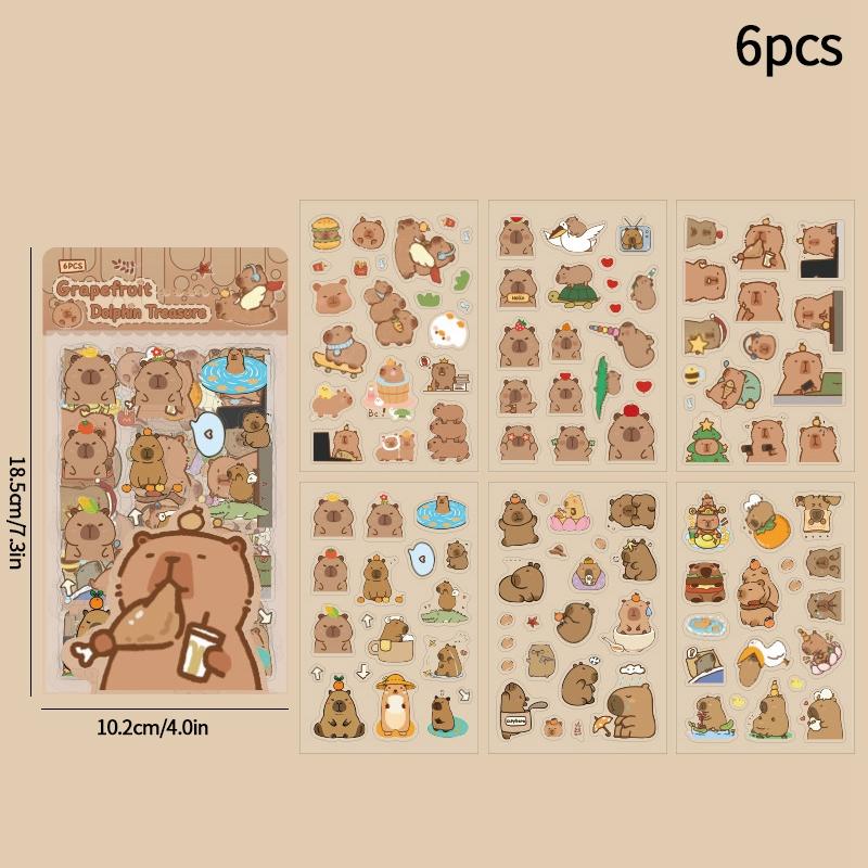 Kawaii Cat Stickers Cartoon Animal Stickers Student DIY Scrapbook Decals Handbook Cute Korean Nail Sticker Aesthetic Stationery