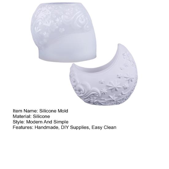 Moon Silicone Mold DIY Handmade Makeup Brush Jewelry Pen Potted Plants Decorative Container Candle Cup Mold Gypsum Cement Epoxy Resin Casting Mold