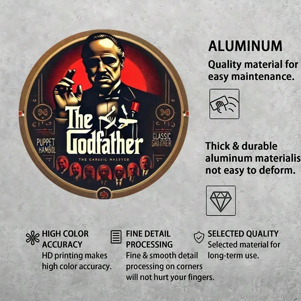 1 st Retro Godfather Blikplaat Wandkunst 8x8 Rond Metalen Bord Duurzaam Cadeau Huis Kantoor Decor