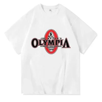 Camiseta de Algodón para Hombre OLYMPIA Estampada para Gimnasio Casual Cuello Redondo Camiseta Básica de Alta Calidad Clásica Oversize Tops Ropa Camiseta