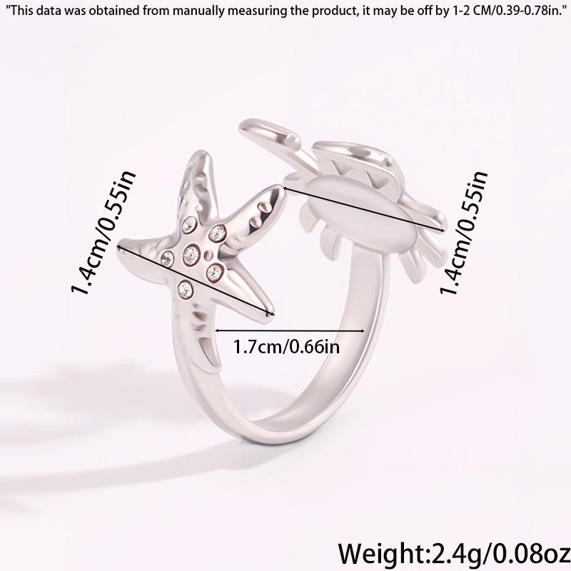 Cross-Border Ocean Series: Titanium Steel Non-Fade Starfish & Crab Couple Rings