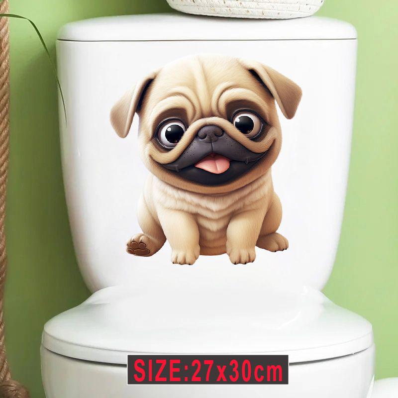 

Милые наклейки на сиденье унитаза с изображением собак, самоклеящиеся наклейки с животными, украшение для туалета, водонепроницаемая наклейка красный