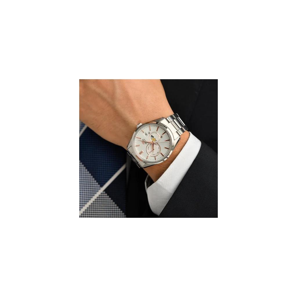 ORIENT SUN&MOON Sun & Moon Automatic Watch Mechanical Automatic Domestic Manufacturer Warranty Contemporary RN-AK0301S Men's White Silver