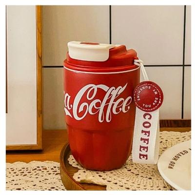 Kaffekopp, isolerad kopp, dubbel dryckeskopp, bärbar Coca Cola pumpakopp, miniisolerad kopp för bilen