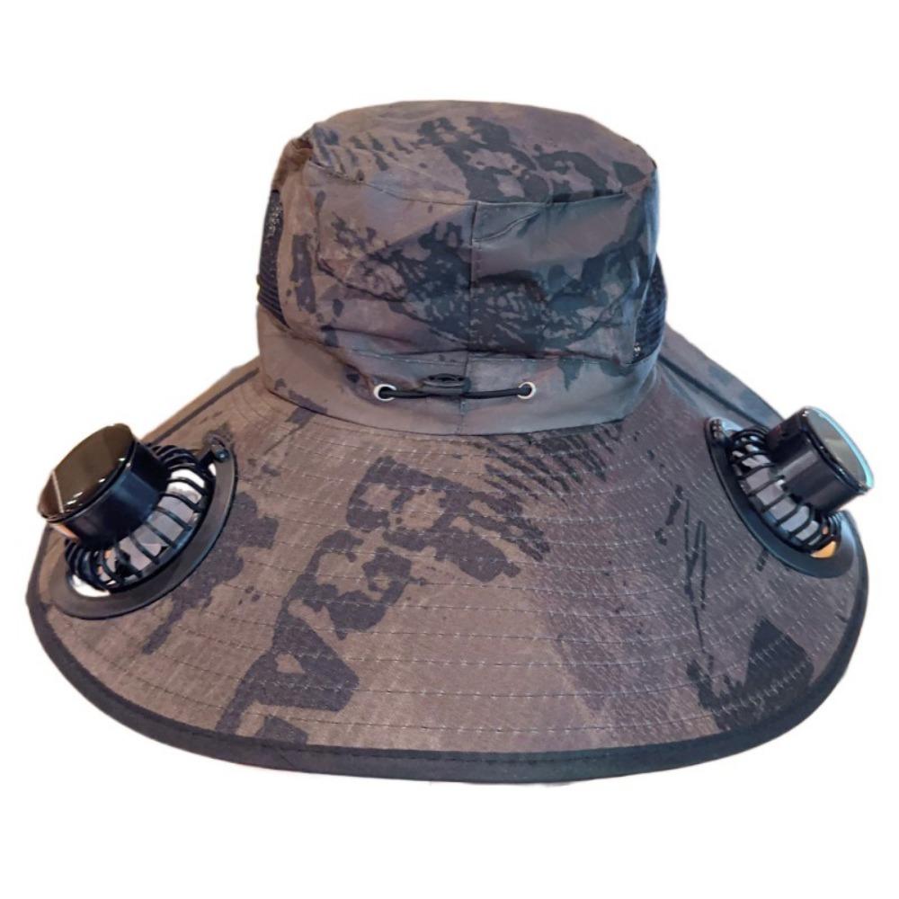 Adjustable Wide Brim Sun Cap UV Protection Sun Bucket Hat Sun Hat with Solar Fan Outdoor