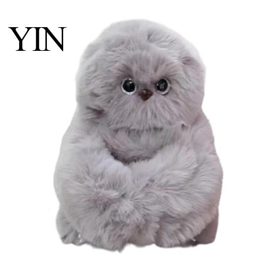 Soft And Comfortable Doll Owl Plush Interactive Toy, Stuffed Animal Bag with Sound, Round Shape Cute Emotional Comfort Plushie for Girls, Kawaii Desk