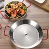 20-34cm Spanischer Paella Kochtopf Edelstahl Meeresfrüchte Bratpfanne Doppelgriff Tafelgeschirr Snackteller Küchenwerkzeug Serviertablett