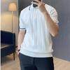 Men's Italian Business Casual Striped Polo Shirt: Light, Breathable, Short-Sleeved, Knitted T-Shirt
