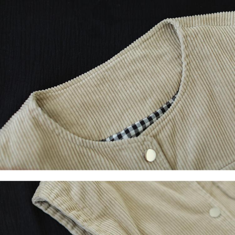 Dimanaf 2025 Nová krátká manšestrová vesta bez rukávů Podzimní retro kabát Knoflíky Dámská jednobarevná