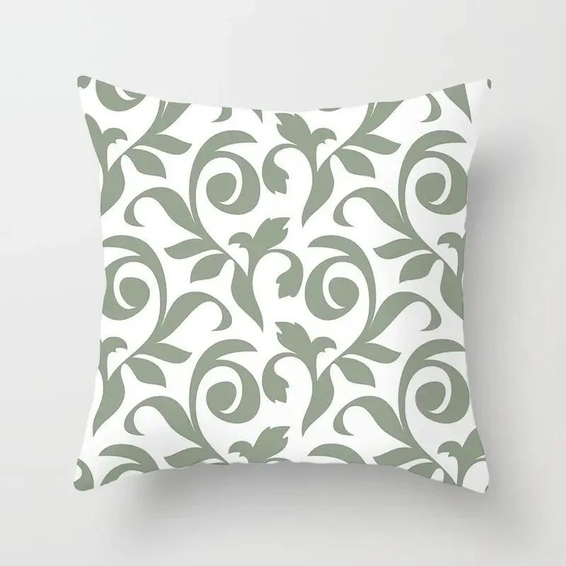 Fresh Green Geometric Pillow Cover - Modern Artistic Pattern In Soft Polyester for Living Room & Bedroom