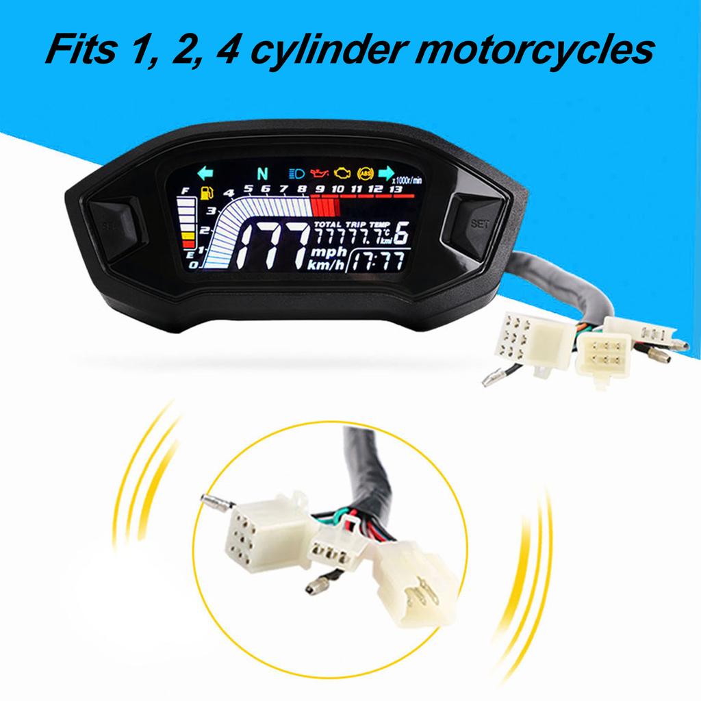 Univerzálny tachometer pre motocykle s LCD digitálnym ukazovateľom hladiny paliva pre 1, 2 a 4 valce