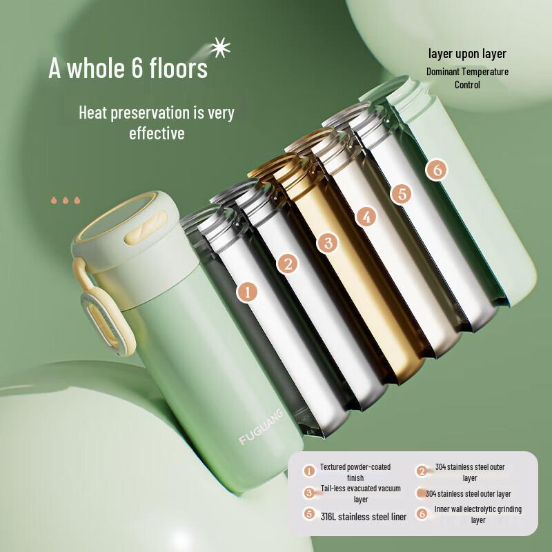 FUGUANG Yunjin 316L Stainless Steel Vacuum Insulated Water Bottle, 450ml