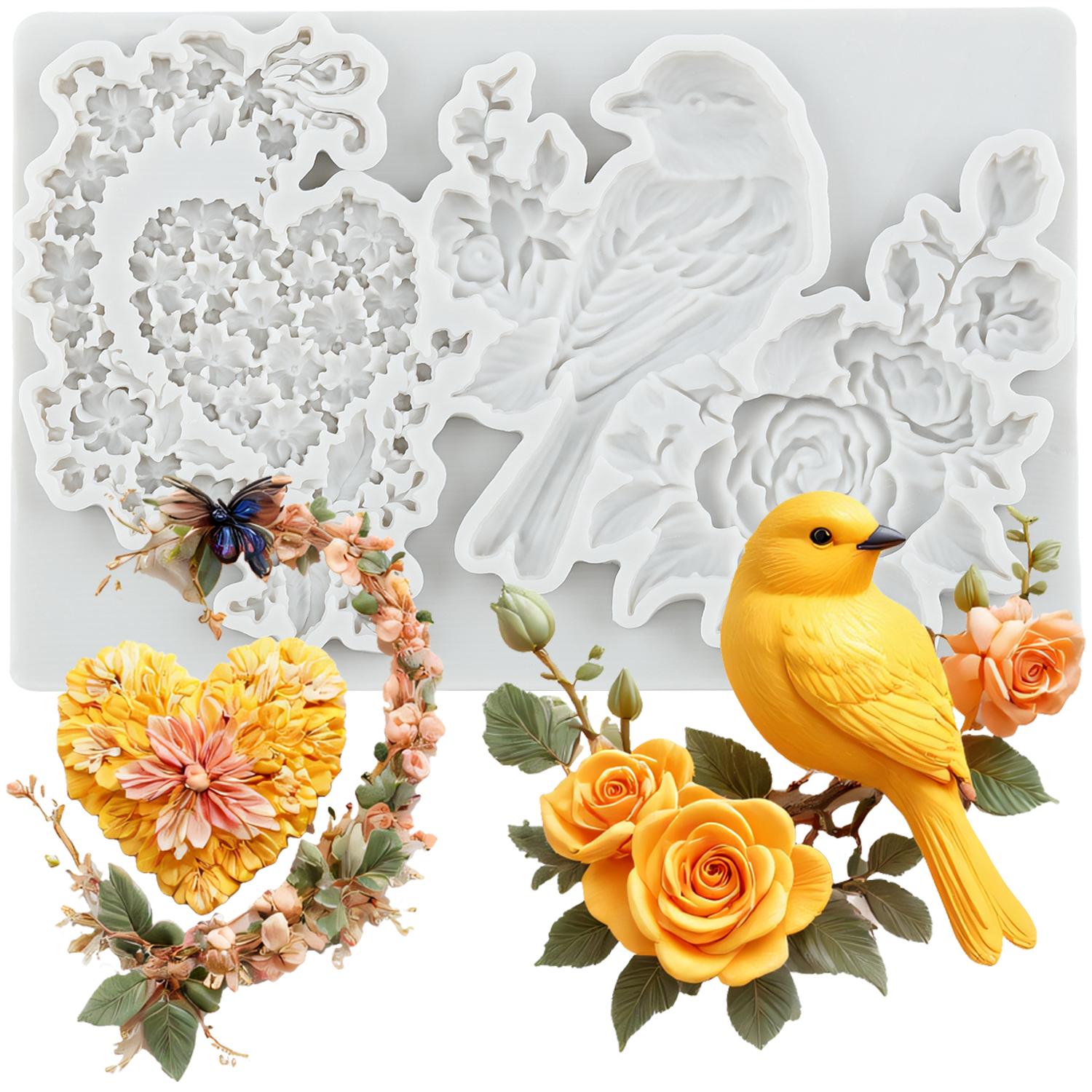 

House Silicone Mold Bird Flower Fondant Molds Cake Decorating Tools Theme Cake Dessert Decorated Chocolate Candy Mold сірий колір