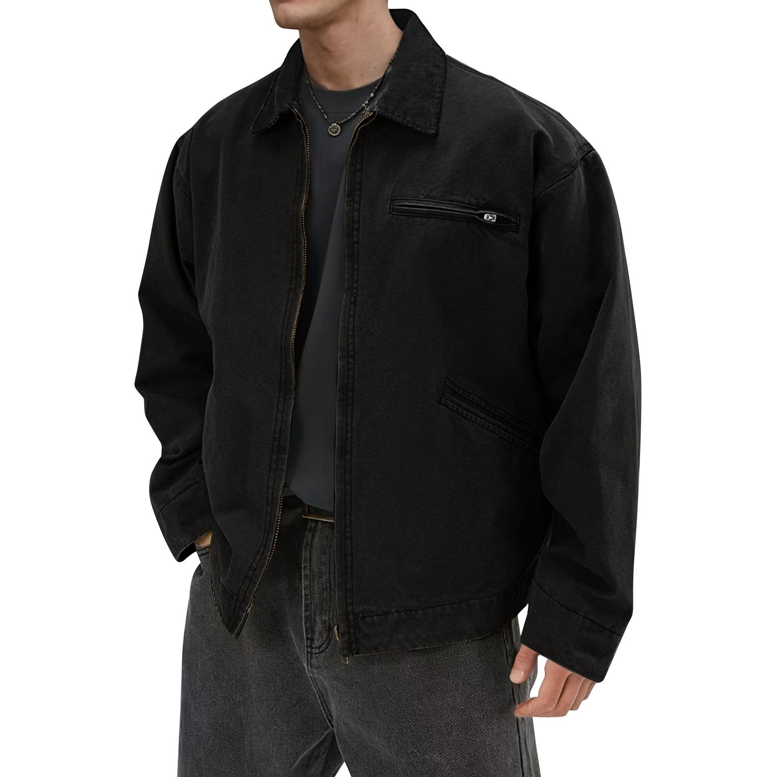 

Мужская однотонная камуфляжная куртка для активного отдыха, мужская повседневная куртка на пуговицах с карманами XL чёрный