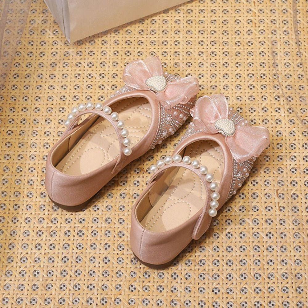 Pearl Girls Princess Shoes Soft Soled Mary Jane Shoe Fashion Children Leather Shoes  Daily