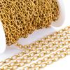 1M Gold Plated Frosted Square Punk Chains Stainless Steels Necklaces Oval Cross Chains Accessory DIY Men Bracelet Jewelry Making