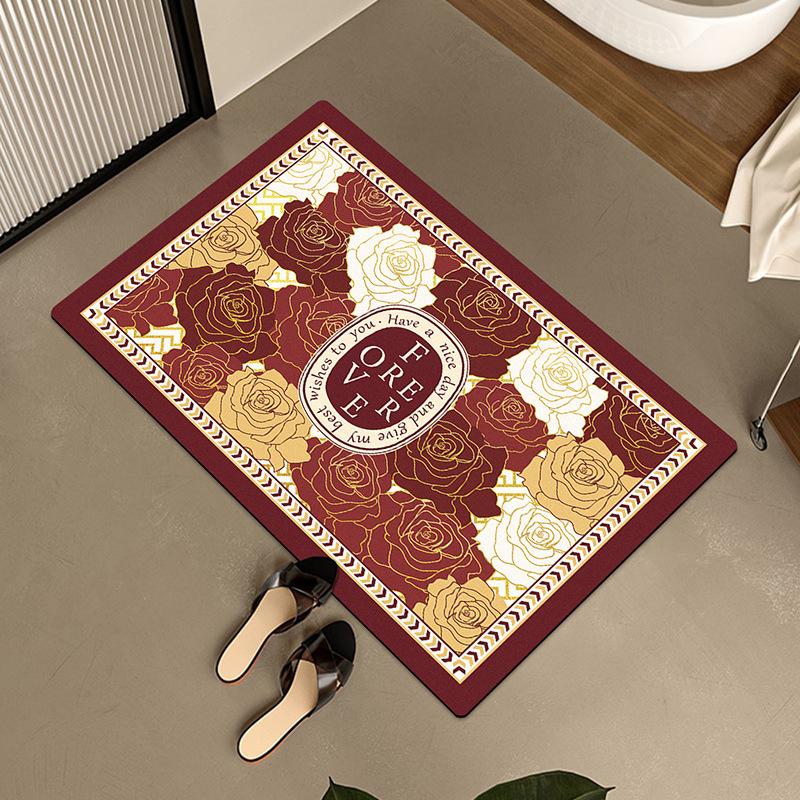 American Retro Semicircular Bathroom Floor Mat Water Absorption and Quick-drying Toilet Bathroom Door Foot Mat Diatom Mud Anti-slip Door Mat