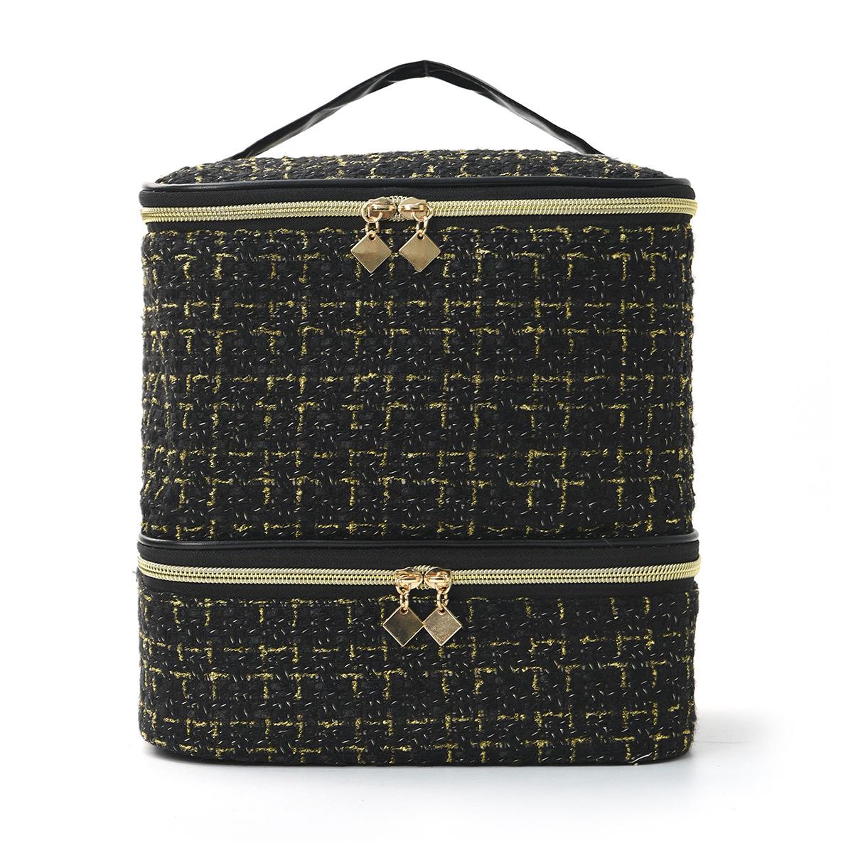 

Двухслойная косметичка большой вместимости с увеличенным отделением для косметики и лака для ногтей