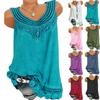 Damen Locker Ärmellos Weste T-Shirt Bluse Mit Elegantem Boho Spitzen Design In Übergrößen