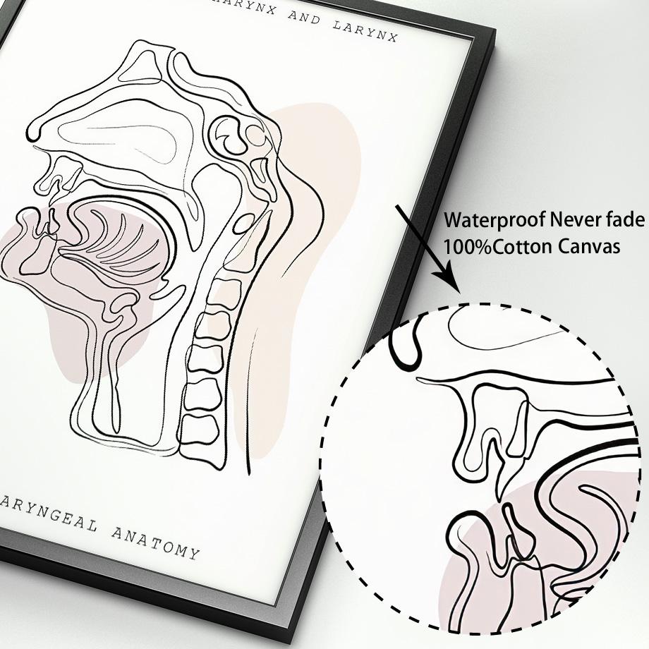 Minimalistický barevný anatomický lékařský plakát a tisky Nástěnné umění Ucho Hrtan Srdce Obraz na plátně Lékař Dárek Clinic Decor