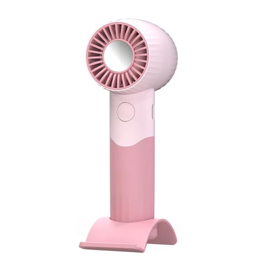 Handheld Fan Wind-Concentrating Turbine Blade Design Adjustable 3-Speed Cooling Fan Portable Lightweight Desktop Fan with Phone Stand Base розовый