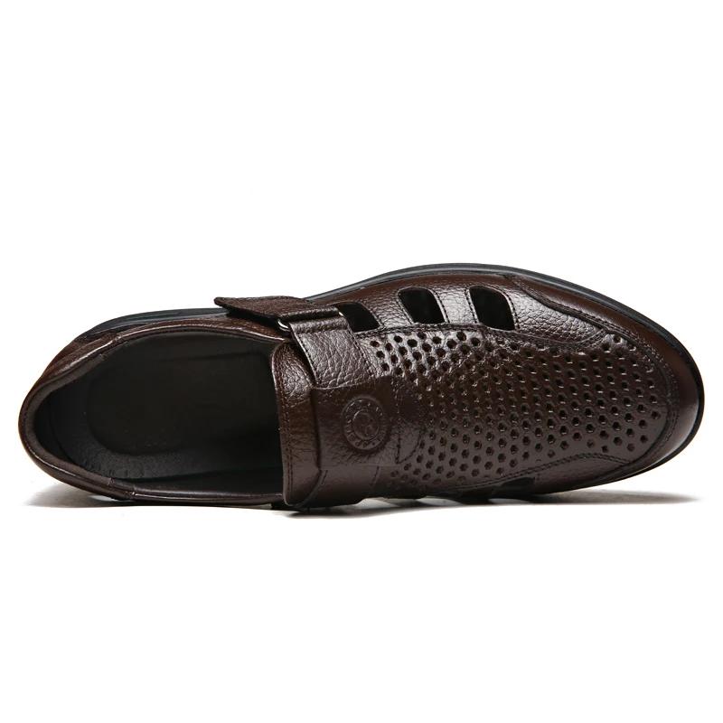 Summer Business Sandals Black Breathable Middle Aged Shoes Outdoor Hiking Anti Slip Sandals High Quality Fashion Elderly Shoes