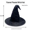 Black Velvet Pleated Witch Hat for Halloween Costume Accessories
