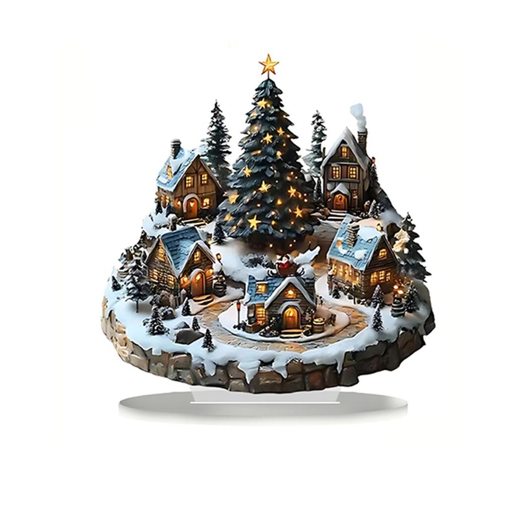 Christmas House Decoration Acrylic Forest Village Holiday Table Ornaments for Party