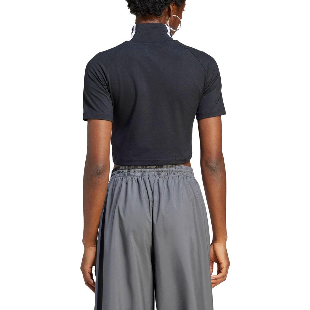 adidas Originals Women's Adilenium Tight Short Sleeve Turtleneck Crop Top Black IV9323