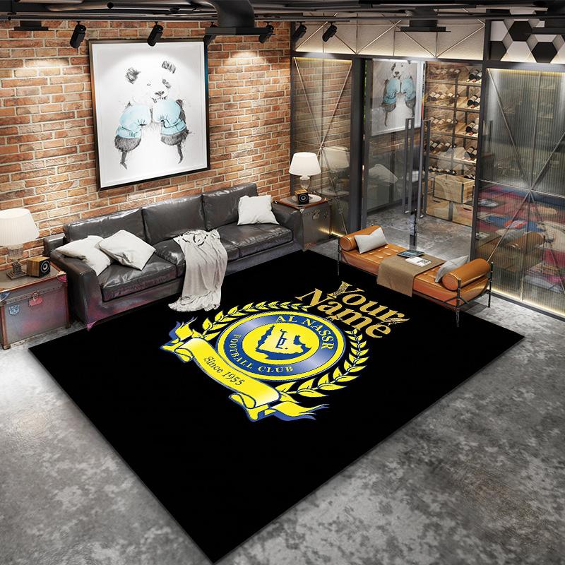 Al Nassr Crest Custom Name Carpet Rug For Living Room Bedroom Home Sofa Decoration Kids Play Nonslip Floor Mat