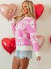 2025 Winter Women's Bow Color Block Round Neck Knitwear Sweater