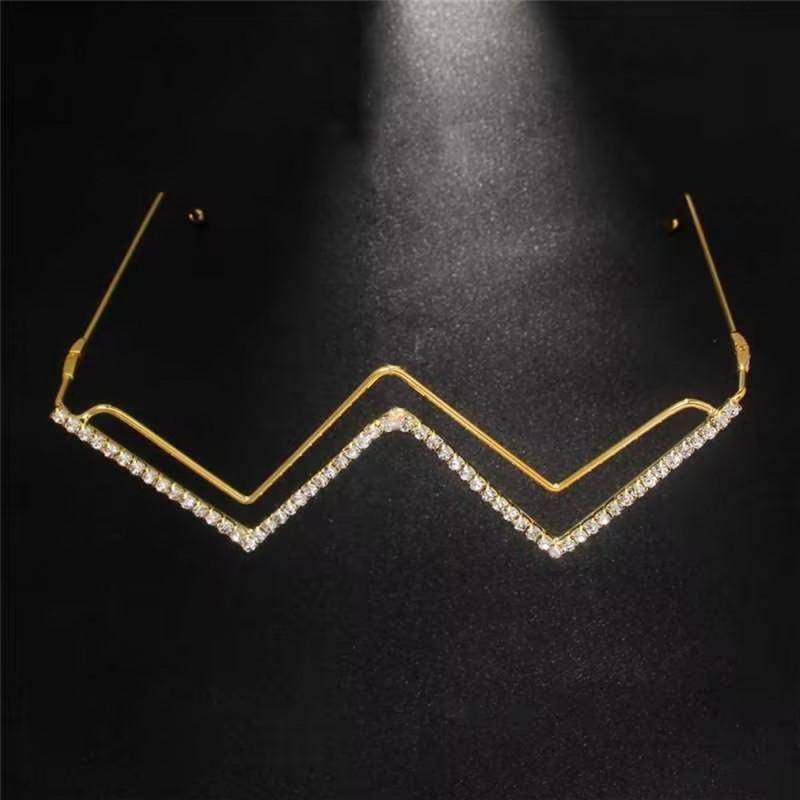 

Explosive Half-rimmed Glasses Frame Women Without Lenses Personality Triangular Net Red Ins Style Photo Decoration Accessories золотистый