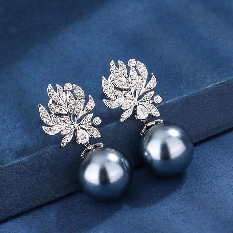 Jewelry Copper Bottom Gold-Plated Inlaid Pearl Temperament Creative Set Women 16-14Mm