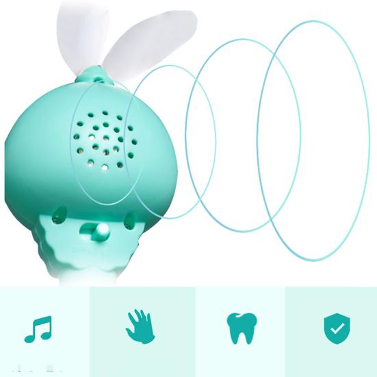 Shaking Toy Bite-resistant Cartoon Rabbit Shape Portable Music Light Teether Toy for Baby