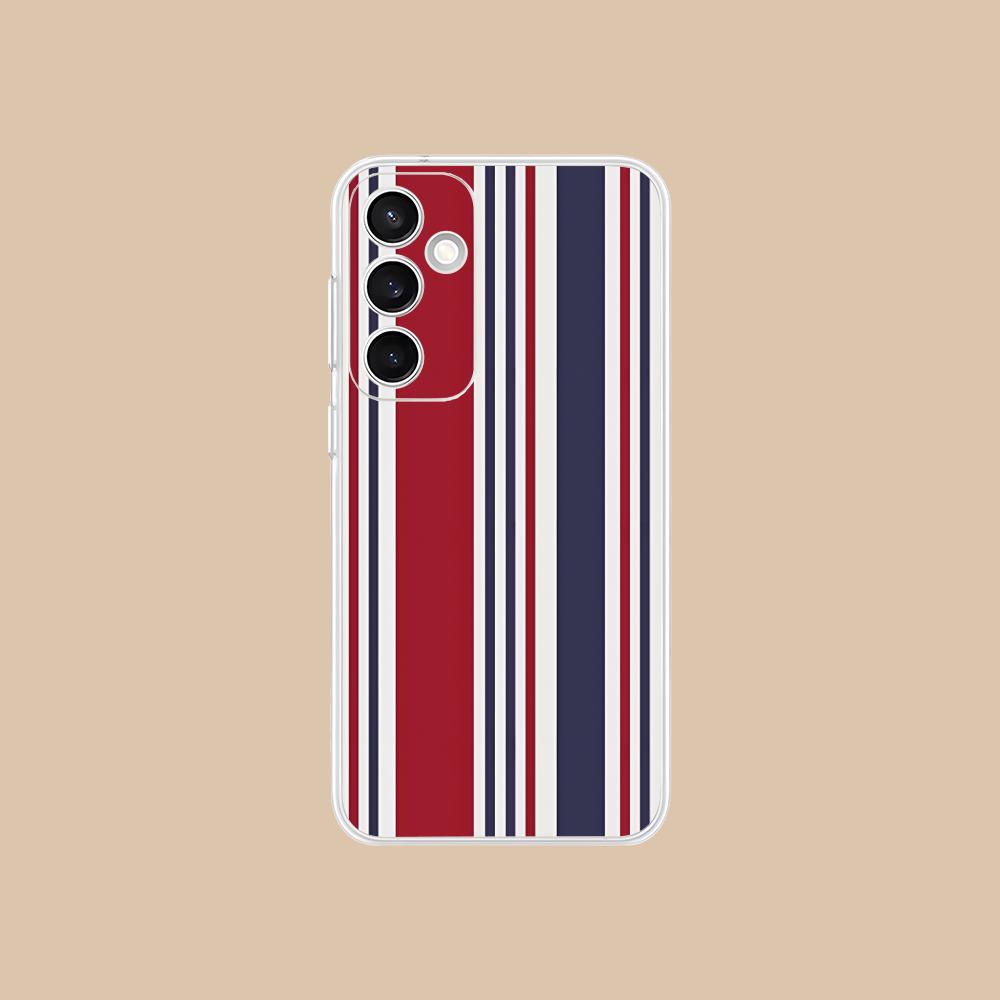 Red Blue Stripe Mobile Phone Case for Samsung Galaxy S25 S24 S23 S22 S21Plus FE Ultra Clear Colorful Cover Luxury Smartphone
