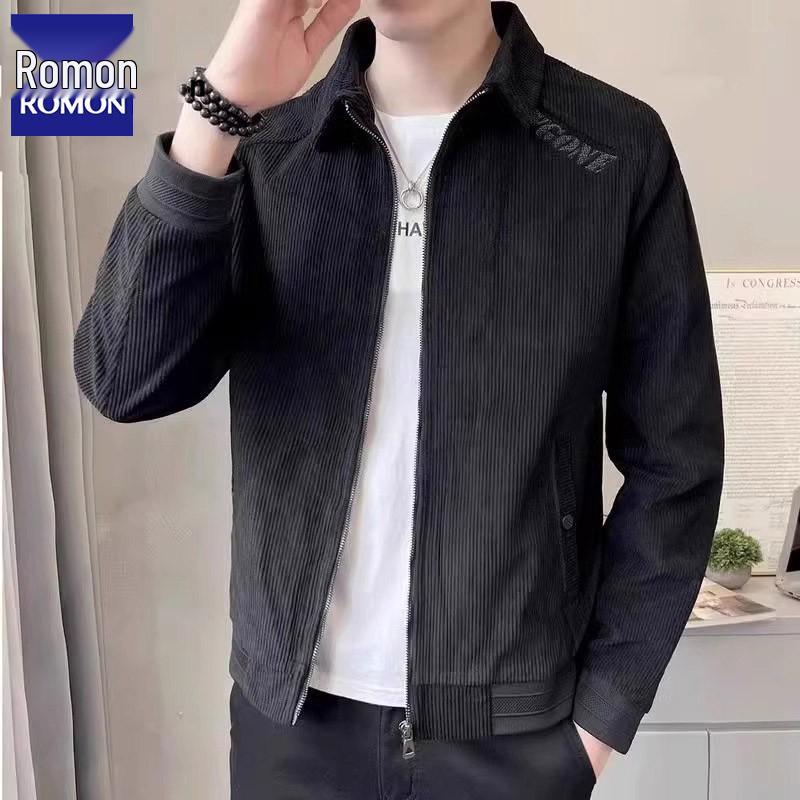 

Romon Men s Corduroy Lapel Jacket - 2025 Trendy Spring/Autumn Casual Business Coat 3XL (155-170 jin)
