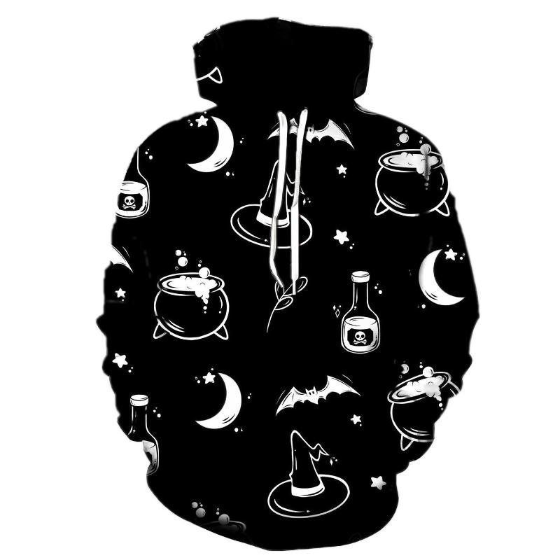 Halloweenská módní bunda mikina série duch dýně s potiskem s kapucí volné topy