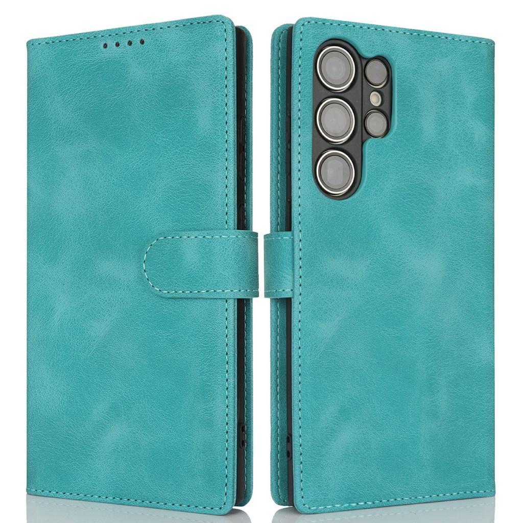 For Samsung Galaxy S23 Ultra Wallet Case Double Folded Edge Skin Touch PU Leather Flip Phone Cover