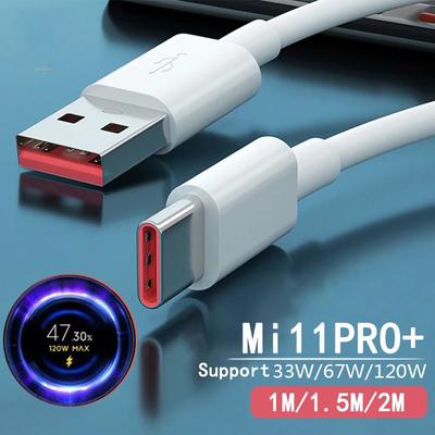 Cabo carregador 120W USB Type C 6A para Xiaomi Civi 11T Pro Redmi Note 11 Pro+ Black Shark 4S Pro 67W 55W